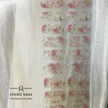 Load image into Gallery viewer, Pink Florals Semi Cured Gel Nail Sticker Kit