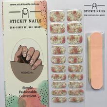 Load image into Gallery viewer, Pink Florals Semi Cured Gel Nail Sticker Kit