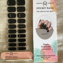 Load image into Gallery viewer, Embellished Black Semi-cured Gel Nail Sticker Kit