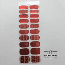Load image into Gallery viewer, Red Christmas Semi Cured Gel Nail Sticker Kit