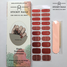 Load image into Gallery viewer, Red Christmas Semi Cured Gel Nail Sticker Kit