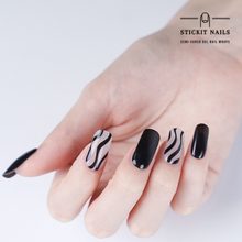 Load image into Gallery viewer, Black Swirl Semi-cured Gel Nail Sticker Kit