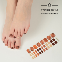 Load image into Gallery viewer, Cappuccino Semi-cured Gel Toe Nail Sticker Kit
