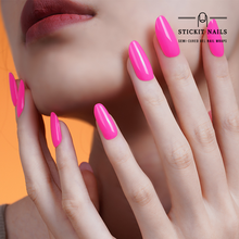 Load image into Gallery viewer, Neon Pink Semi-cured Gel Nail Sticker Kit
