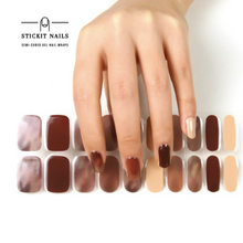 Load image into Gallery viewer, Cappuccino Semi Cured Gel Nail Sticker Kit