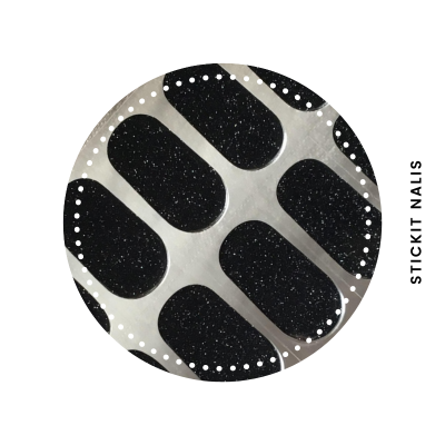 Black Shimmer Semi-cured Gel Nail Sticker Kit