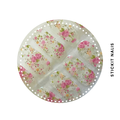 Pink Florals Semi Cured Gel Nail Sticker Kit