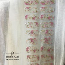 Load image into Gallery viewer, Pink Florals Semi Cured Gel Nail Sticker Kit
