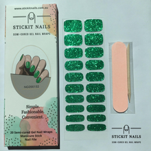 Load image into Gallery viewer, Green Tinsel [Christmas] Semi Cured Gel Nail Sticker Kit
