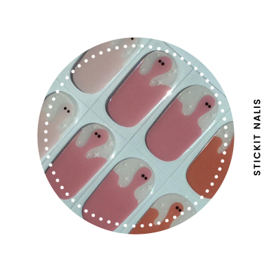 Pink Ghost Semi Cured Gel Nail Sticker Kit