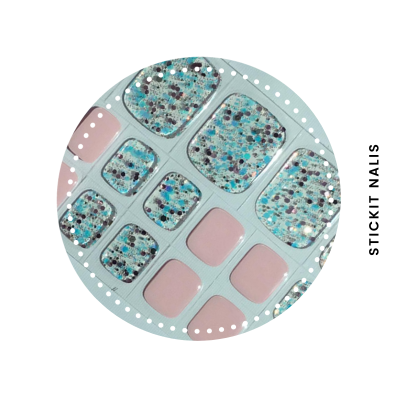 Pink Disco Semi-cured Gel Toe Nail Sticker Kit