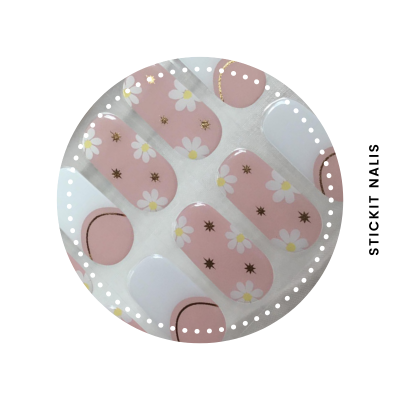 French Daisies Semi-cured Gel Nail Sticker Kit