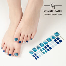 Load image into Gallery viewer, Blue Marble Semi-cured Gel Toe Nail Sticker Kit
