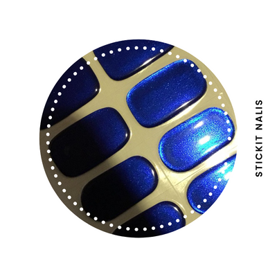 Electric Blue [Iridescent] Semi Cured Gel Nail Sticker Kit