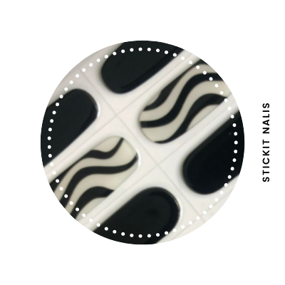 Black Swirl Semi-cured Gel Nail Sticker Kit