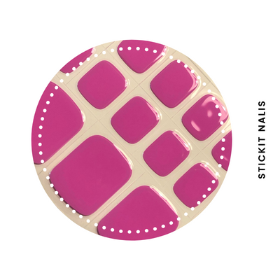 Hot Pink Semi Cured Gel Toe Nail Sticker Kit