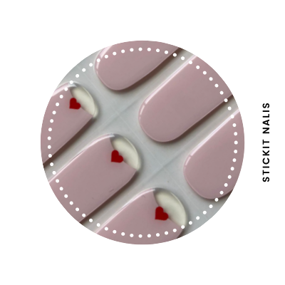 Pink Hearts Semi-cured Gel Nail Sticker Kit