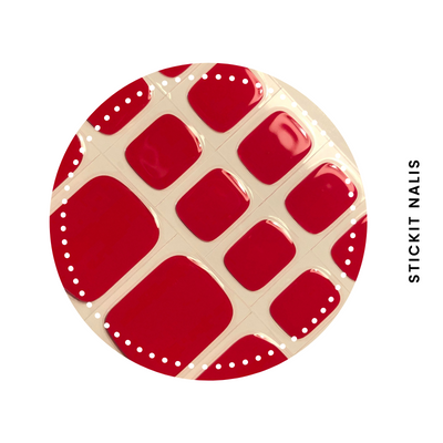 Ruby Red Semi-cured Gel Toe Nail Sticker Kit